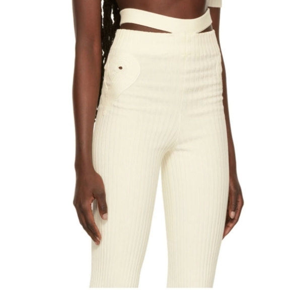 ANDREĀDAMO Off-White Ribbed Pants - Picture 2 of 12
